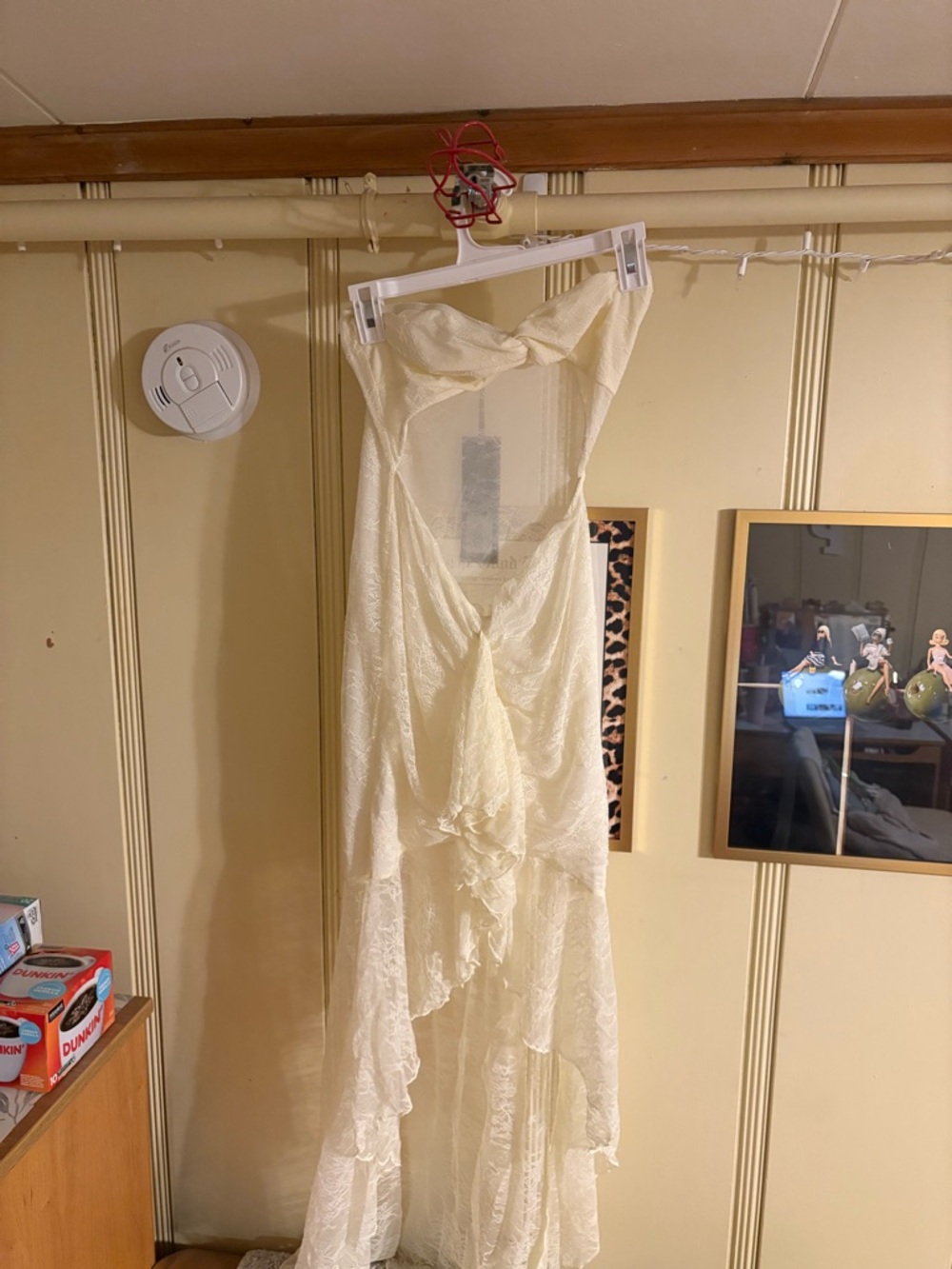 White Fox Boutique Cream High-Low Lace Dress